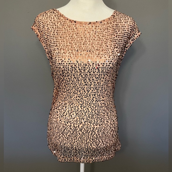 LIMITED Pink Sequin Sheer Sleeveless Blouse / Tunic - Size Small - Picture 6 of 16